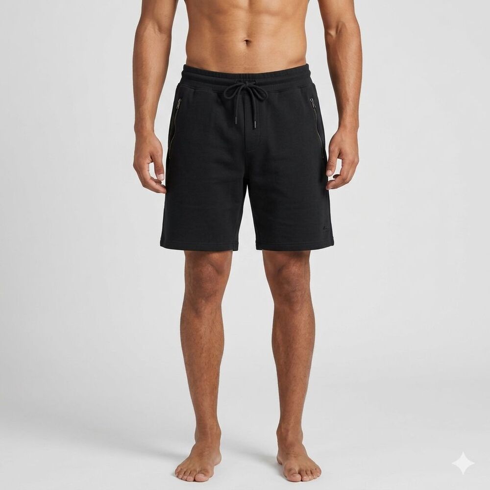 RBX Athletic Shorts Men's Large (L) Black Stretch Drawstring Zip Pockets Pull On